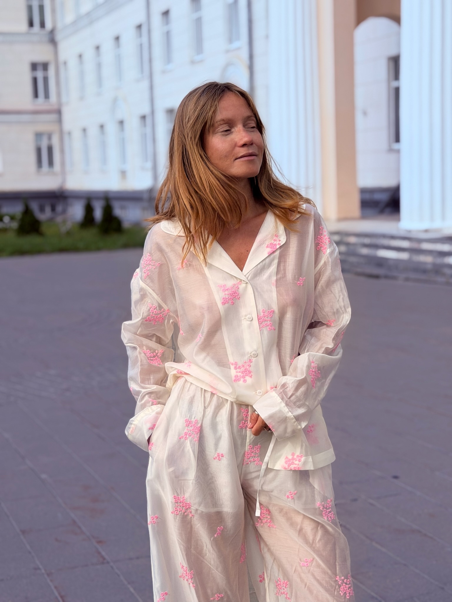 Костюм Рубашка + брюки палаццо из тенселя