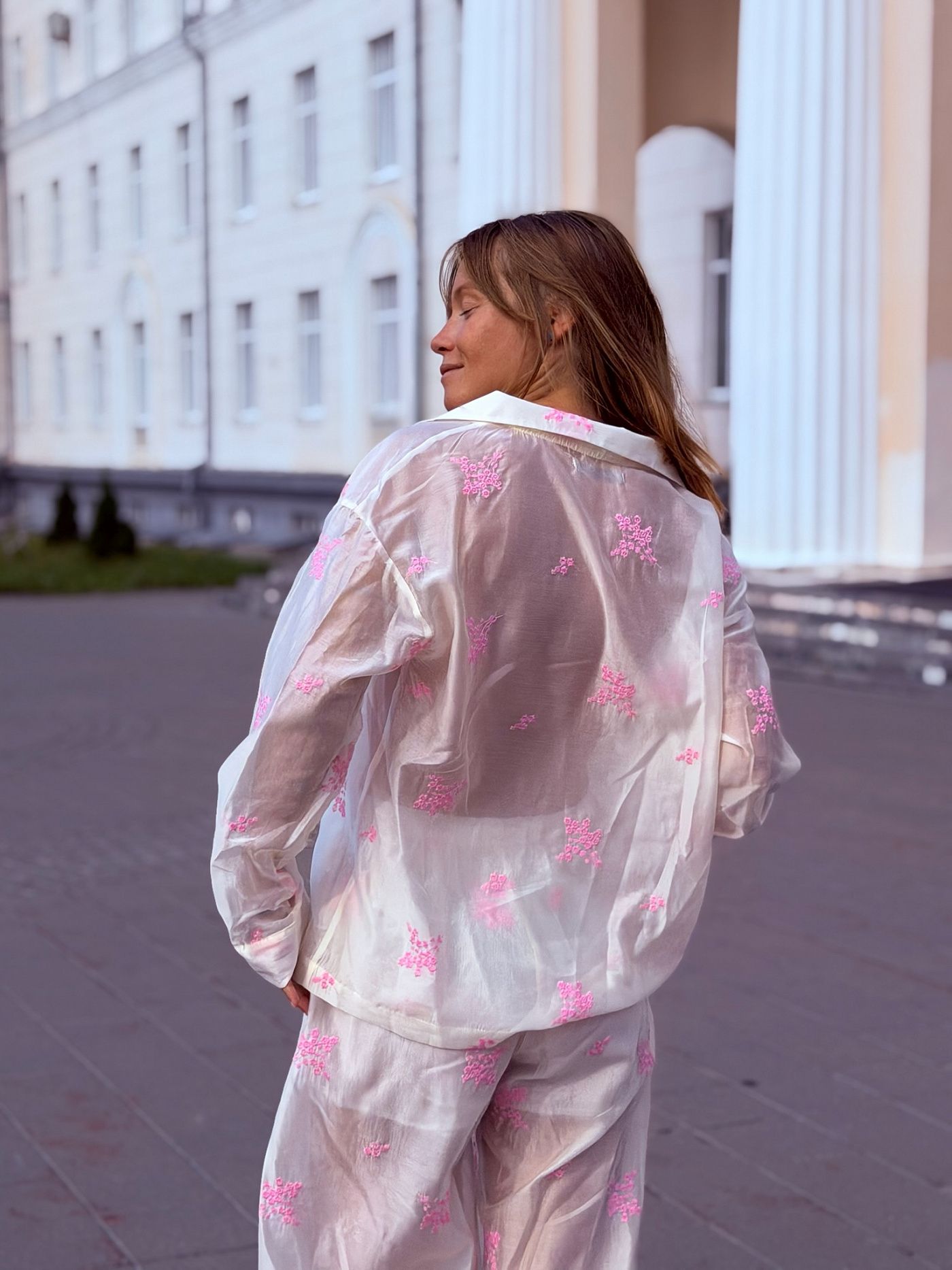 Костюм Рубашка + брюки палаццо из тенселя