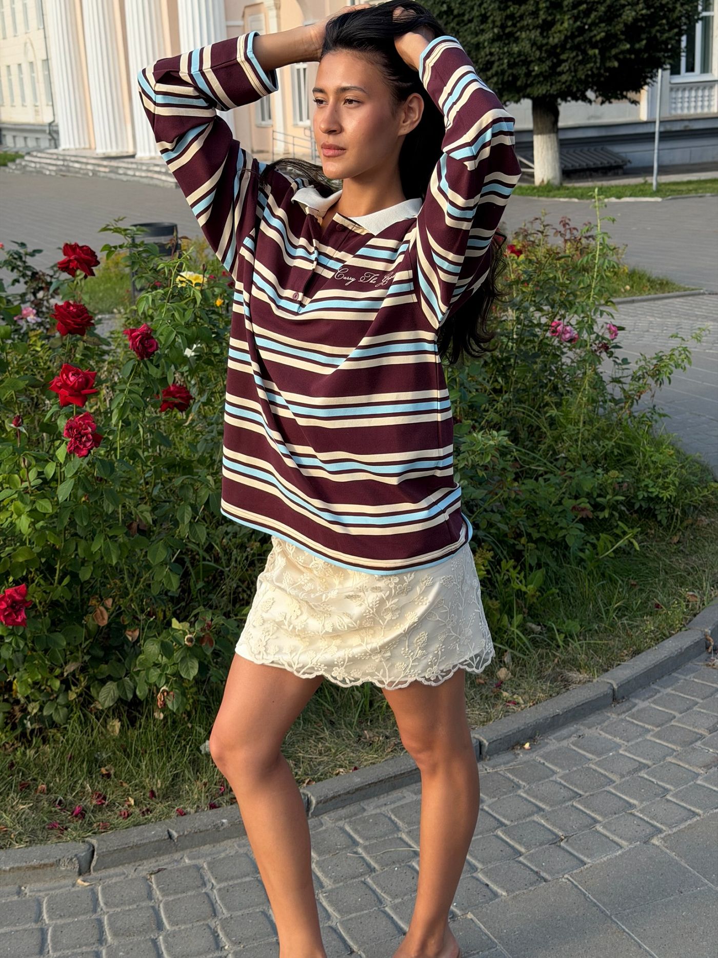 Тельняшка-поло из трикотажа