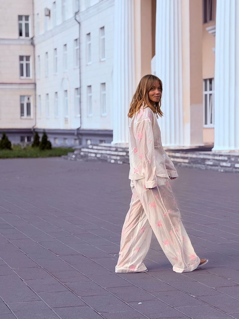 Костюм Рубашка + брюки палаццо из тенселя